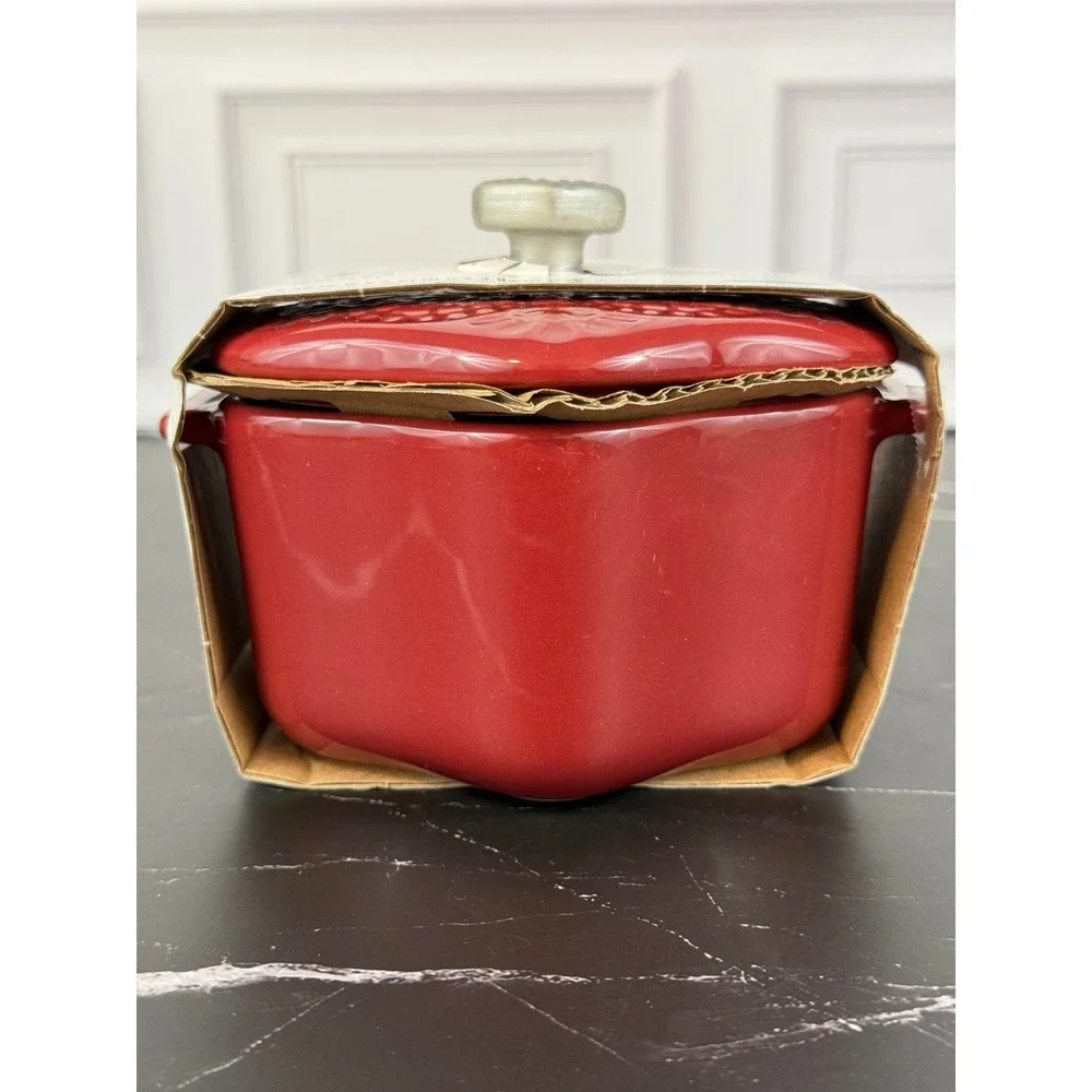 NIB The Pioneer Woman Red Vintage Lace Snowflake Mini Coquette with Lid 5